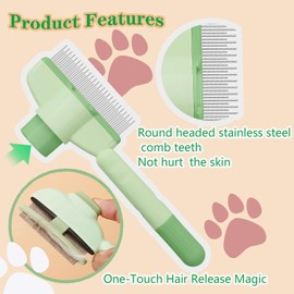 Cat Comb, Dog Comb, Flea Comb for Dogs & Cats, Cat Hair Brush with Release Button, Cat Brush for Cats with Short and Long Hair