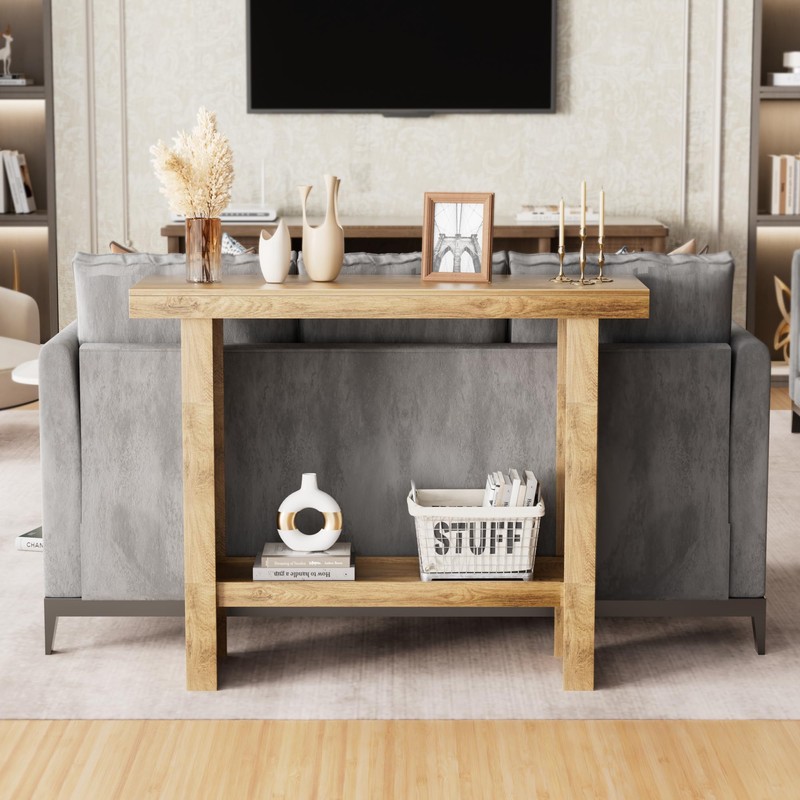 LIFECHOVY Farmhouse Wood Entryway Table Narrow Console Tables with Storage