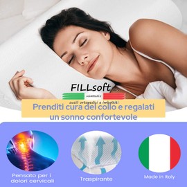 Neck Pillow, Orthopaedic Fibre Pillow with Cotton Fabric, Ergonomic Pillow for Neck and Neck Pain, Hypoallergenic Pillow, Certified 100% Made in Italy