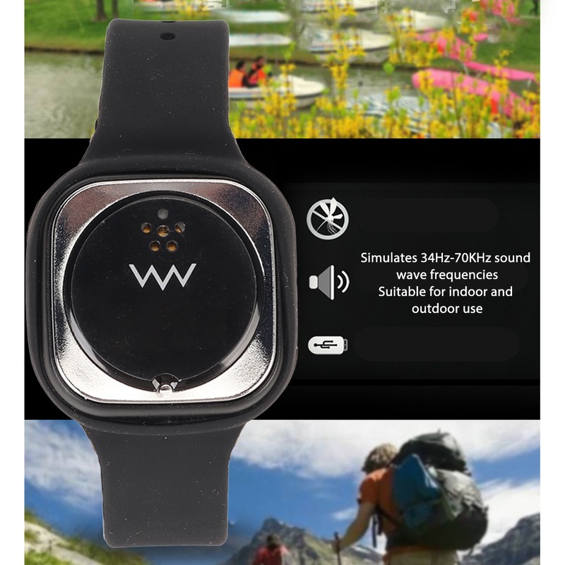 Ultrasonic Repellent Bracelet Watch with Clock Function Rechargeable Waterproof Repellent