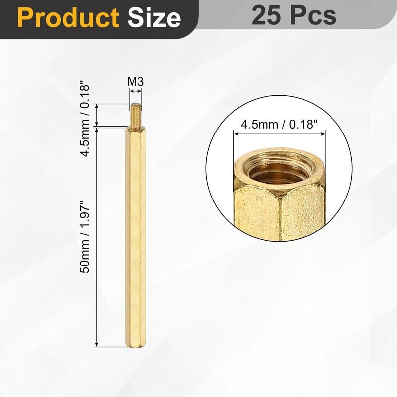 uxcell 25Pcs Male to Female Thread Spacer Screws, M3 x