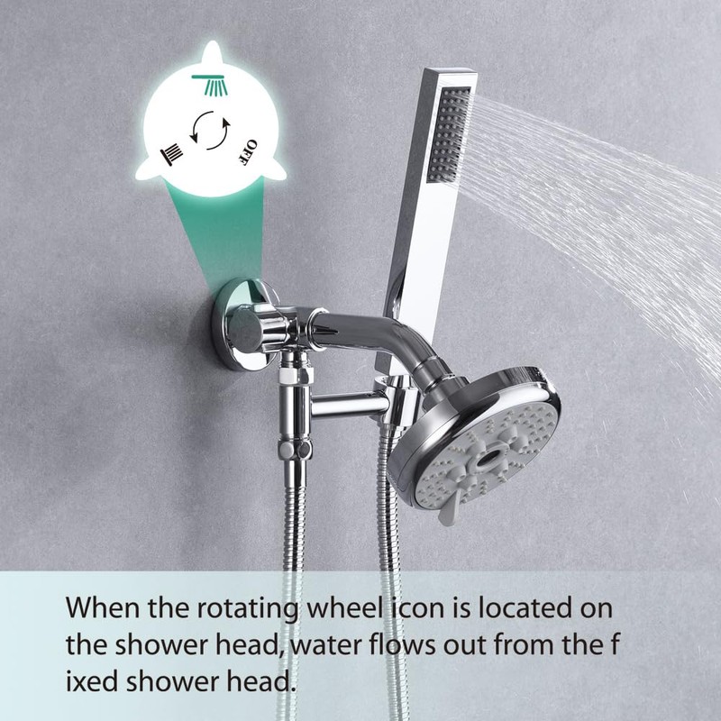 MENGDIYA Solid Metal Shower Arm Diverter with Handshower Mount for