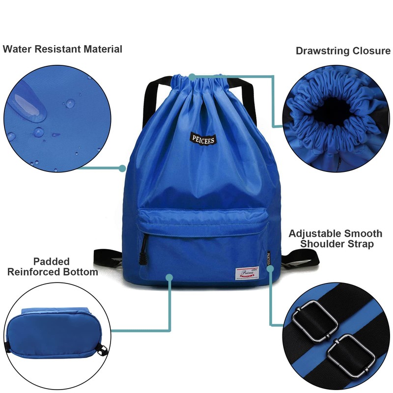 Peicees - Mochila deportiva impermeable con cordón para hombres y
