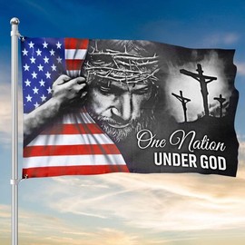 One Nation Under God Patriotic American Flag - Double Sided, Heavy Duty Canvas - Decoration for Home, Indoor, Outdoor with Grommet Banners Waterproof - Style: One Nation Under God 1, Size: 3X5