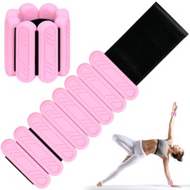 ouhos Adjustable Wrist Weights Set of 2, Weight Cuffs for Foot or Wrist for Movement, Walking, Jogging, Yoga, Aerobics, Pilates, Weight Fitness Bracelet (Pink, 1 kg)