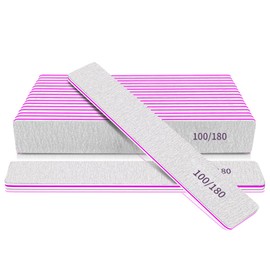 Nail File 100/180 Grit Professional Reusable 12 PCS Double Sides Washable Nail Files for Acrylic and Natural Nails Manicure Tools Suit for Home Salon