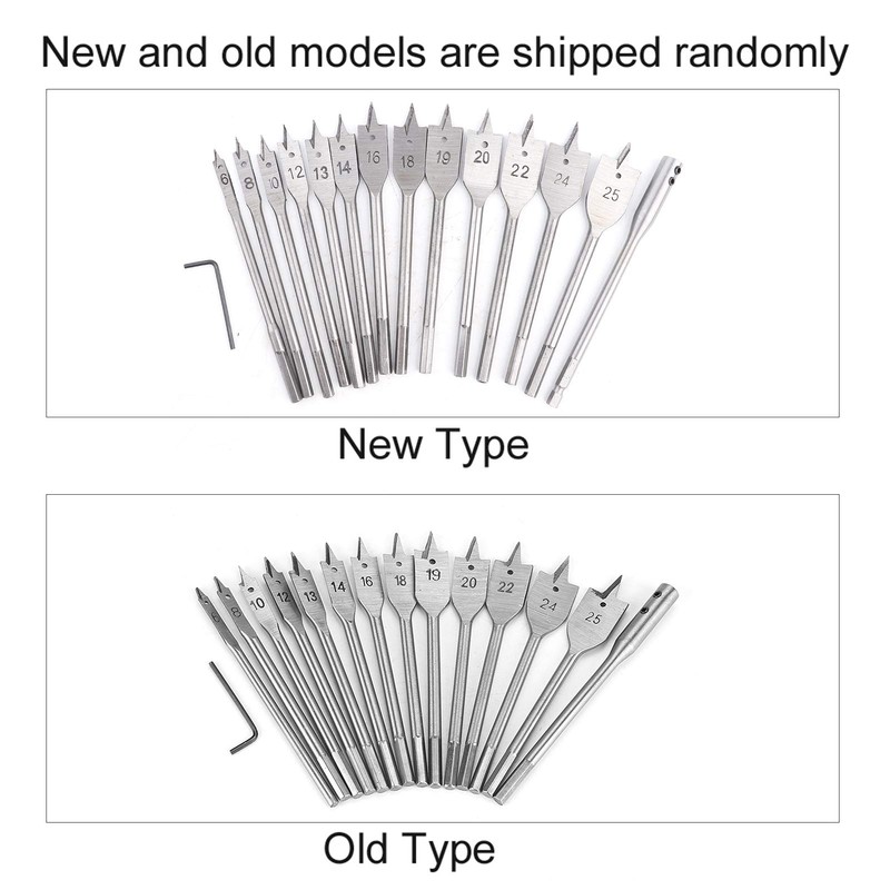15Pcs Premium Woodworking Spade Drill Bit Set,Metric Flat Drills Set,