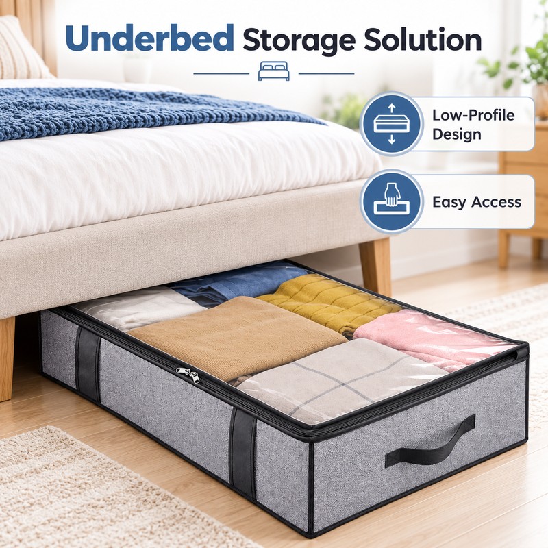 2 Pack Under Bed Storage Bag Organizers for Bedroom &