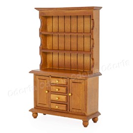 Odoria 1/12 Scale Miniature Kitchen Cupboard Cabinet Dollhouse Furniture Accessories, Brown