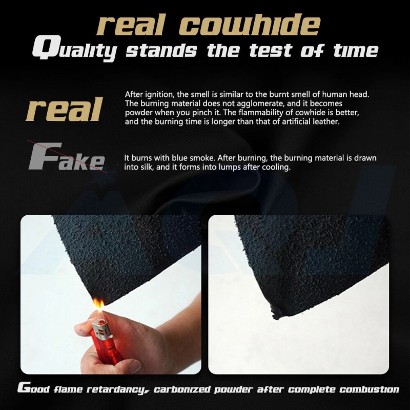 AQJ 15" Steering Wheel Cover Genuine Leather for Ford Fusion
