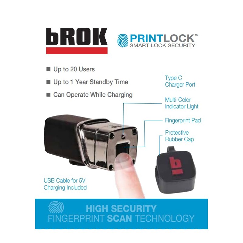 bROK | PRINTLOCK Cable and Padlock | Smart Lock Security