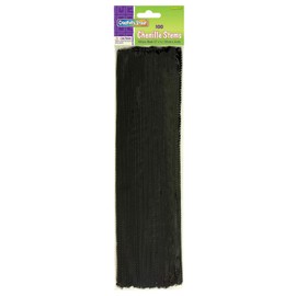 Chenille Kraft CK-71123 Stems, 0.6" Height, 2.8" Wide, 12.1" Length, Black (100 Pieces)