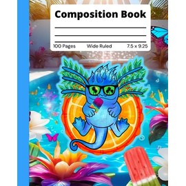 Icy Blue Axolotl Eating A Rainbow Popsicle While Floating On Citrus Inner Tube: Axolotl Lovers Great Gift For Boys, Girls, or Adults