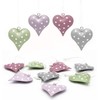 LB H&F 12 x Hanging Hearts Decorative Hangers Metal Colourful