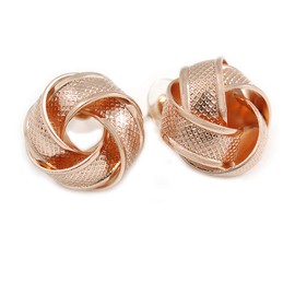 20mm D/Rose Gold Tone Textured Knot Stud Earrings
