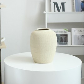 Rhodes Ceramic Vase 25cm Beige Flower Vase - Large Premium Home Décor