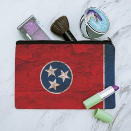 Rustic Distressed Tennessee State Flag Makeup Cosmetic Bag Organizer Pouch