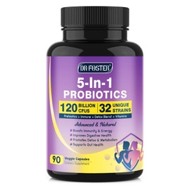 Probiotics for Women & Men Digestive Health，120 Billion CFUs, Prebiotics and Probiotics for Gut Health, D3, Zinc & Immune Support Herbs, Detox Cleanse, 45 Day - 3 Month Supply