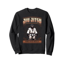 Jiu Jitsu Mind Over Muscle - Cute Grappling BJJ Gorilla Sweatshirt, black