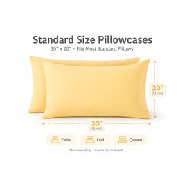 Evolive Ultra Soft Brushed Microfiber Standard Size 20"x30" Pillowcases Pair Set of 2 with Envelope Closure (Yellow, 20"x30" Standard)