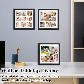 JMIATRY 4 Packs Collage Photo Frames For Wall 8X8 Inches Multiple Picture Frame with Mat, Picture Collage Frames for Wall or Tabletop Display, Multi Picture Frame with 4 Style Photo Inserts