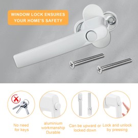 Fensterverriegelung mit Knopf, 4 Fenstergriffe, Schlüsselloses Fensterschloss,Kindersicherung, Länge des Schafts 35 mm, abschließbare Fenstergriffe, Kindersicherung Fenster fensterschloss Aluminium