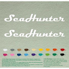Pair of Seahunter Boats Compatible Replacement Decals Vinyl Stickers Boat Outboard Motor Set of 2 (18", White 010)