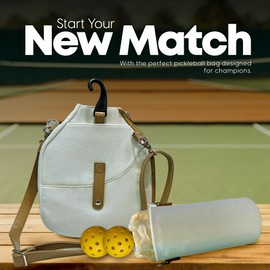 KXD8 Pickleball Bag Paddle Cover Crossbody bag with Adjustable Strap, Waterbottle holder, Pickleball Ball Holder with Fence Hook, Gifts for women and men