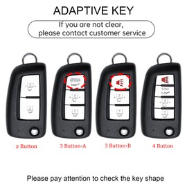 HIBEYO Key Fob Cover Compatible with Nissan Rogue Select Sport Sylphy Pulsar Sentra Accessories Leather& Zinc Alloy Key Case Fit for Nissan Rogue Holder with Keychains-3 Button (B Type) Gray