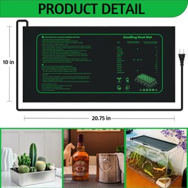 LOCONHA Seedling Heat Mat for Seed Starting,10" x 20.75" Waterproof Heating Pad for Indoor Plants Germination (Black 2 Pack)