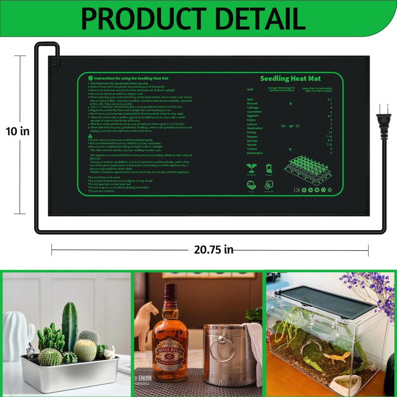 LOCONHA Seedling Heat Mat for Seed Starting,10" x 20.75" Waterproof