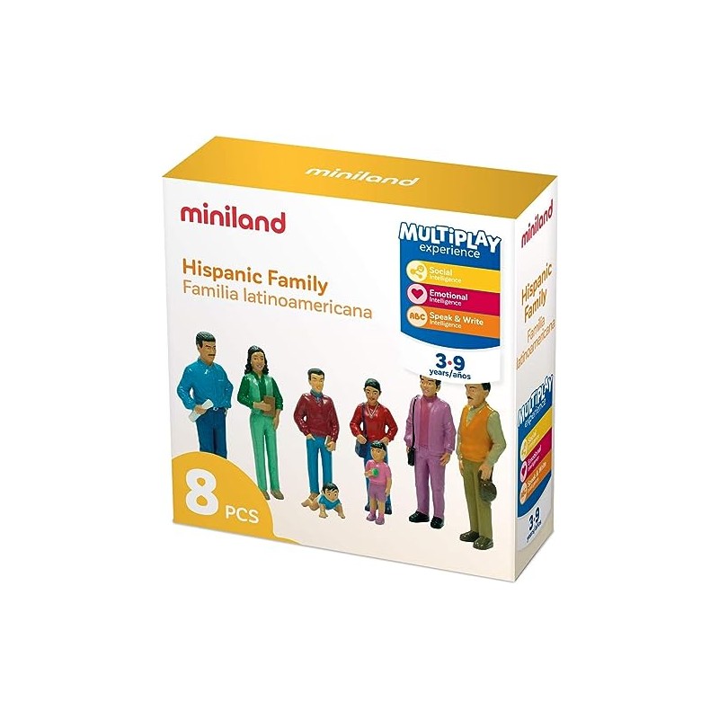 Miniland Miniland27398 Hispanic Family Figures, Multi-Color