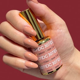 DND DC Gel Polish Set, Deep Nude Collection, UV/LED Gel Polish and Air Dry Nail Lacquer, Matching Chip-Free Polish Duo, 307 Cinnamon Craze, 0.5 Fl Oz