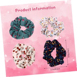 Baluue Floral Hair Scrunchies 4pcs Elastic Hair Ties for Women Vintage Fabric for Party