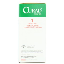 CURAD Cotton Stretch Gauze Bandage Roll, 4-Inch x 4.1-Yard Roll, Box of 1