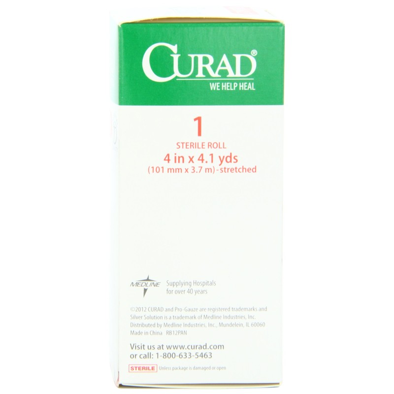CURAD Cotton Stretch Gauze Bandage Roll, 4-Inch x 4.1-Yard Roll,