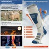Merino Wool Ski Socks 2 Pairs, Thermal Knee High Warm