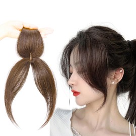 Bangs Wig, Middle Parting, Wig, Conceals Gray Hair, Partial Wig, Thorl Cover, Miss Wig, Conceals Gray Hair, Hair Loss, Hair Extension, Straight Point Wig, Parting Natural Top Hairpiece (Light Brown)