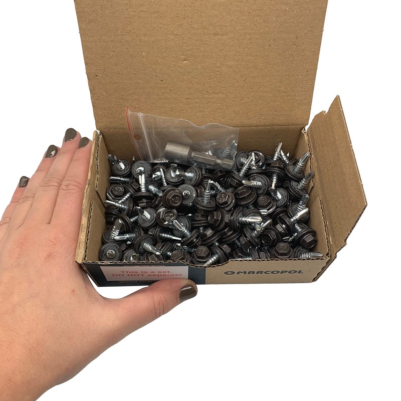 Marcopol Pack of 150 Metal Roofing Screws 4.8 x 19