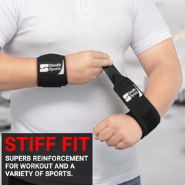 Stealth Sports Weight Lifting Wrist Wraps – 18” Cotton Wrist Support with Thumb Loop – Gym Straps for Workout Powerlifting Weightlifting Fitness Strength Training, Stiff Wrist Straps