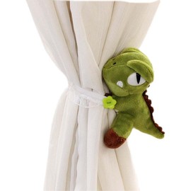 Cciphy - 1 par de cortinas de dinosaurios de dibujos animados con bonitos alzapaños, accesorios de ventana para niños, decoración de cortinas de guardería (dinosaurio)