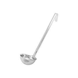 Soro Essentials- 6 oz Stainless Steel One-Piece Ladle with 12-1/2" Curved Tip Handle - Heavy-Duty Serving Ladle Spoon Serving Scoops Ladles Portioning for Restaurant Kitchen Cooking Soup