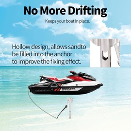 TDZ 17'' Stainless Steel Anchor，Boat Anchor, Kayak Anchor Jet Ski Anchor PWC Anchor Shallow Water Anchor, Sand Anchor for Small Boat Pontoon Canoe Kayak Anchor System Safety Kit