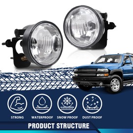 PIT66 Fog Lights w/Bulb Pair Compatible with Chevy Tahoe Z71 2000-2006/Suburban 1500 Z71 2004-2006, Fit Pontiac Grand Prix 1997-2003/Sunfire 2000-2005(for Model w/Mounting Bracket) GM2592121