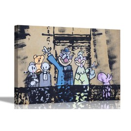 Balcony Family by Banksy Framed Canvas Prints Urban Street Art Hanging Wall Decoration Graffiti Artwork 30 x 20cm (12 x 8 inches) A4