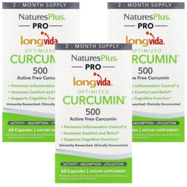 Nature's Plus Pro Longvida Curcumin Curcuminoid Turmeric 500mg 60 Capsules, 3, 60 Tablets / 네이처스플러스 프로 롱비다 커큐민 커큐미노이드 강황 500mg 60캡슐, 3개, 60정