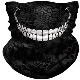 Bandana sin costuras, protección UV para motocicleta, ciclismo, equitación, correr, diademas, blanco, (White Teeth), Large