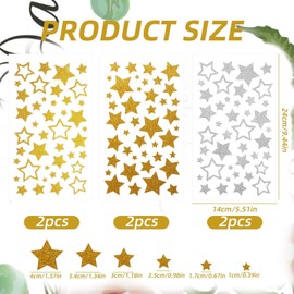 HDGSAFD 6 Sheets Star Stickers, Star Onion Pink Stickers, DIY Cup Notebook Scrapbook Stickers, Glitter Stickers Decoration