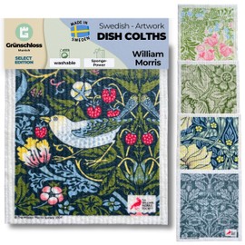 Grünschloss Art Printed Dish Cloths Original William Select (5 x Set) Unique Design Dish Cloths Washable Cellulose & Cotton Cleaning Cloths & Cleaning Cloths Absorbent & Sustainable