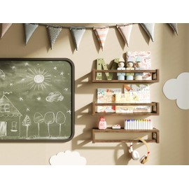 TidyCorner Upgraded Thick Floating Shelves - Multi-Use Wall-Mounted Bookshelves for Kids and Nursery, Ideal for Books, Toys, Spice Rack, Decor - Walnut Brown